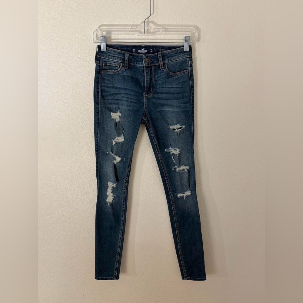 Hollister Co. mid-rise super skinny jeans with distressed details